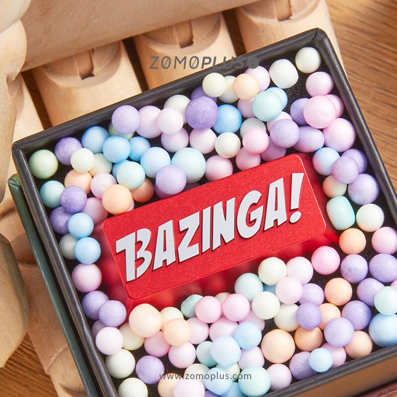 zomo Bazinga Artisan Keycap CNC anodized aluminum Compatible Cherry MX switch backspace or Enter red silver colorway