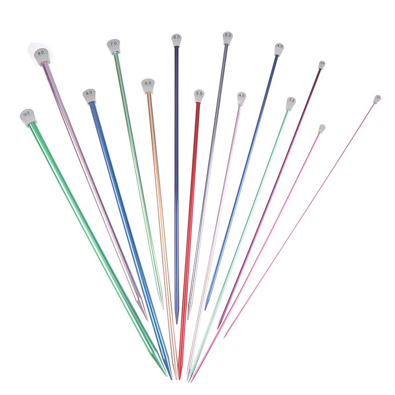 2 stuks/set enkelpuntige breinaalden spelden rechte aluminium diy weefgereedschap lange trui sjaal naald