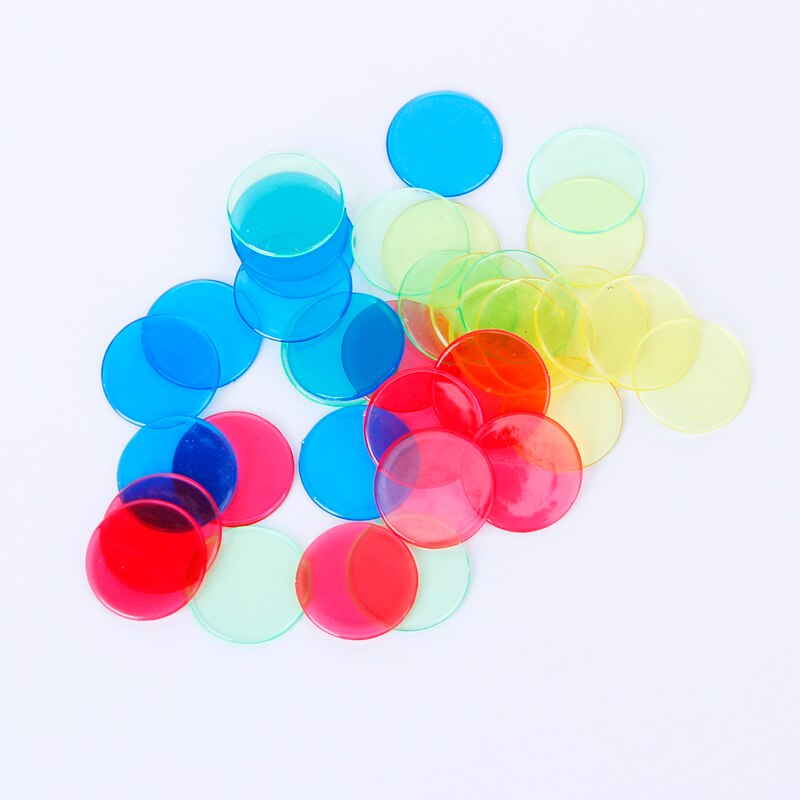 2 Packs 100pcs Plastic Count Bingo Chips Markers for Bingo Game Cards 2cm 4 Colors Red/Yellow/Blue/Green