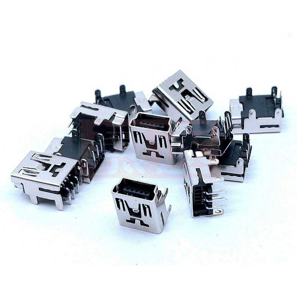10 Stuks Mini Usb Type B 5-Pin Female Socket Haakse Dip Jack Connector