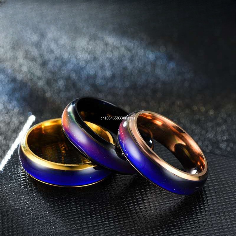 1 stücke Edelstahl Stimmung Ring Ändern Farbe Ringe Emotion Gefühl Temperatur Ring für Frauen Männer Paare Ringe Schmuck