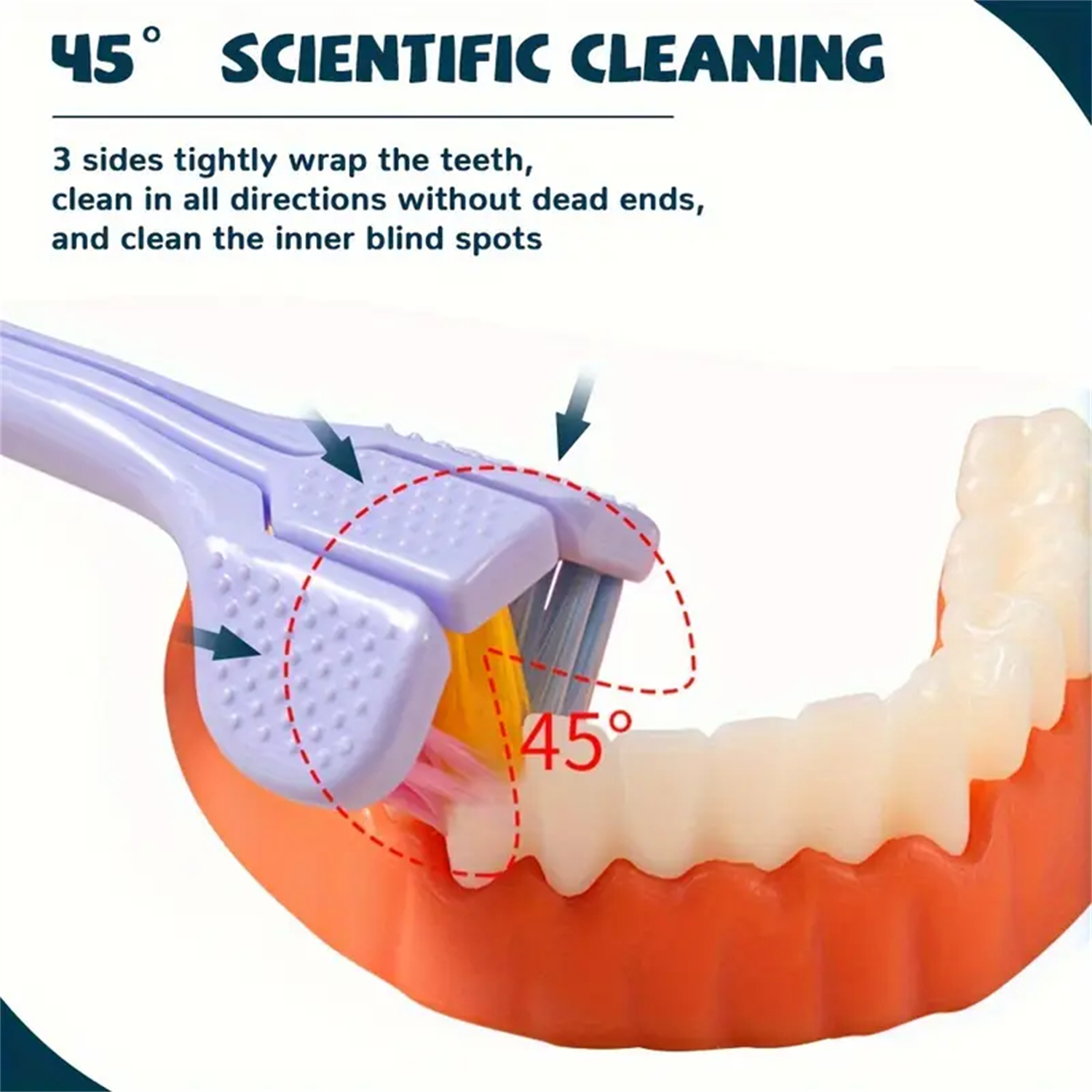 Cepillo de dientes de 3 lados de cerdas suaves, limpieza suave, cepillo de dientes para adultos para el cuidado completo de las encías, sensorial para autismo, herramienta de salud bucal, 4 Uds.