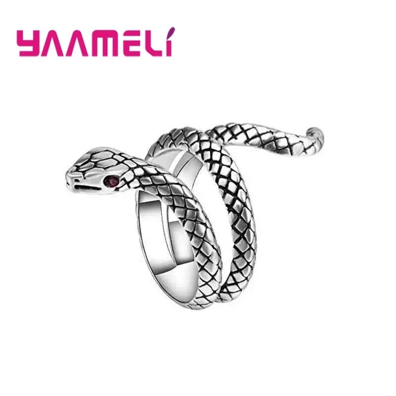 Big S925 Snake Head Ring Genuine 925 Sterling Silver Adjustable Trendy Fine Jewelry for Men Women Unisex Bague Bijoux: Model 17