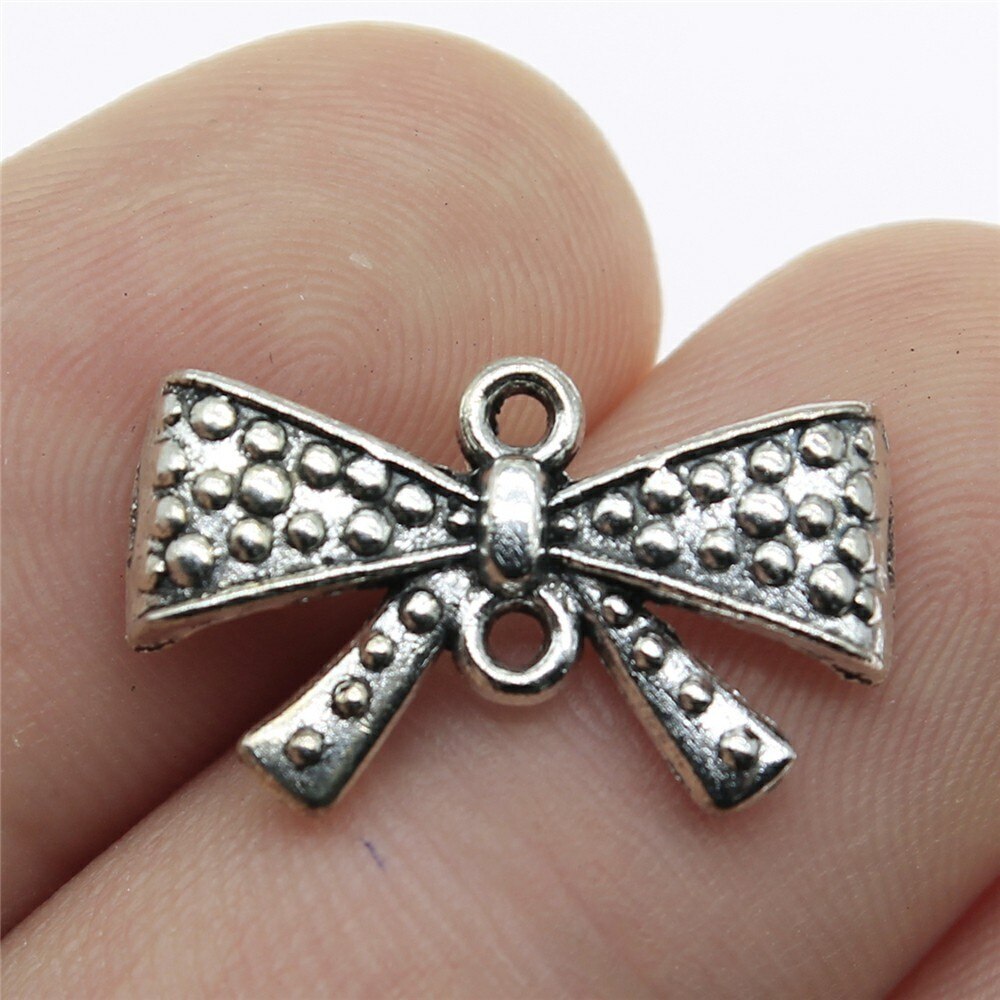 20Pcs Charms Tiny Boog Antiek Zilver Kleur Strik Charms Sieraden Bevindingen Diy Strik Charms: B12681-20x12mm