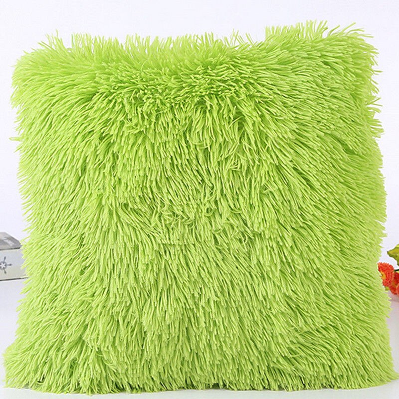 Pluizige Zachte Pluche Vierkante Decoratieve Kussensloop Kamer Sofa Taille Gooi Kussenhoes: Groen