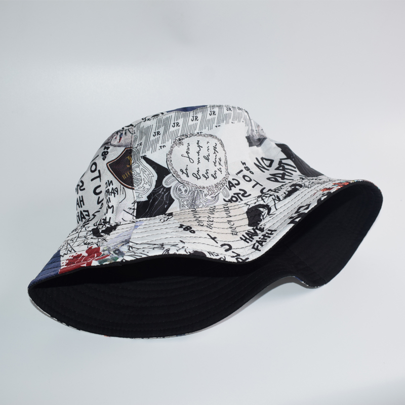 Zomer Brief Graffiti Emmer Hoed Vrouwen Mannen Mode Strand Zon Hoeden Omkeerbaar Bob Chapeau Femme Panama Hoed Visser Hoed