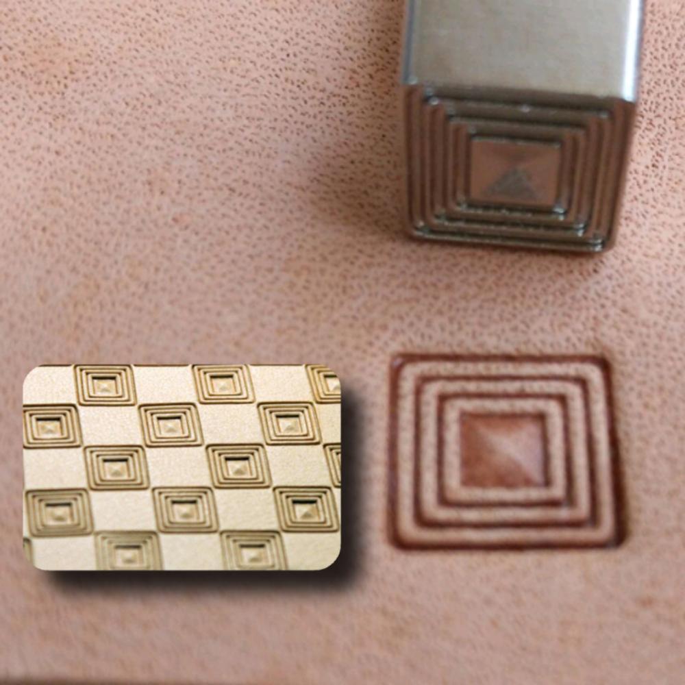 Outil d'impression en cuir, timbre gaufré en acier sculpté, motif de tissage, arrière-plan, timbres en métal, bricolage, couture de maroquinerie