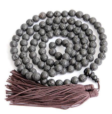 8 Mm Zwarte Vulkaan Steen Lava Japa Mala Tibet Boeddhistische 108 Gebed Kralen Ketting