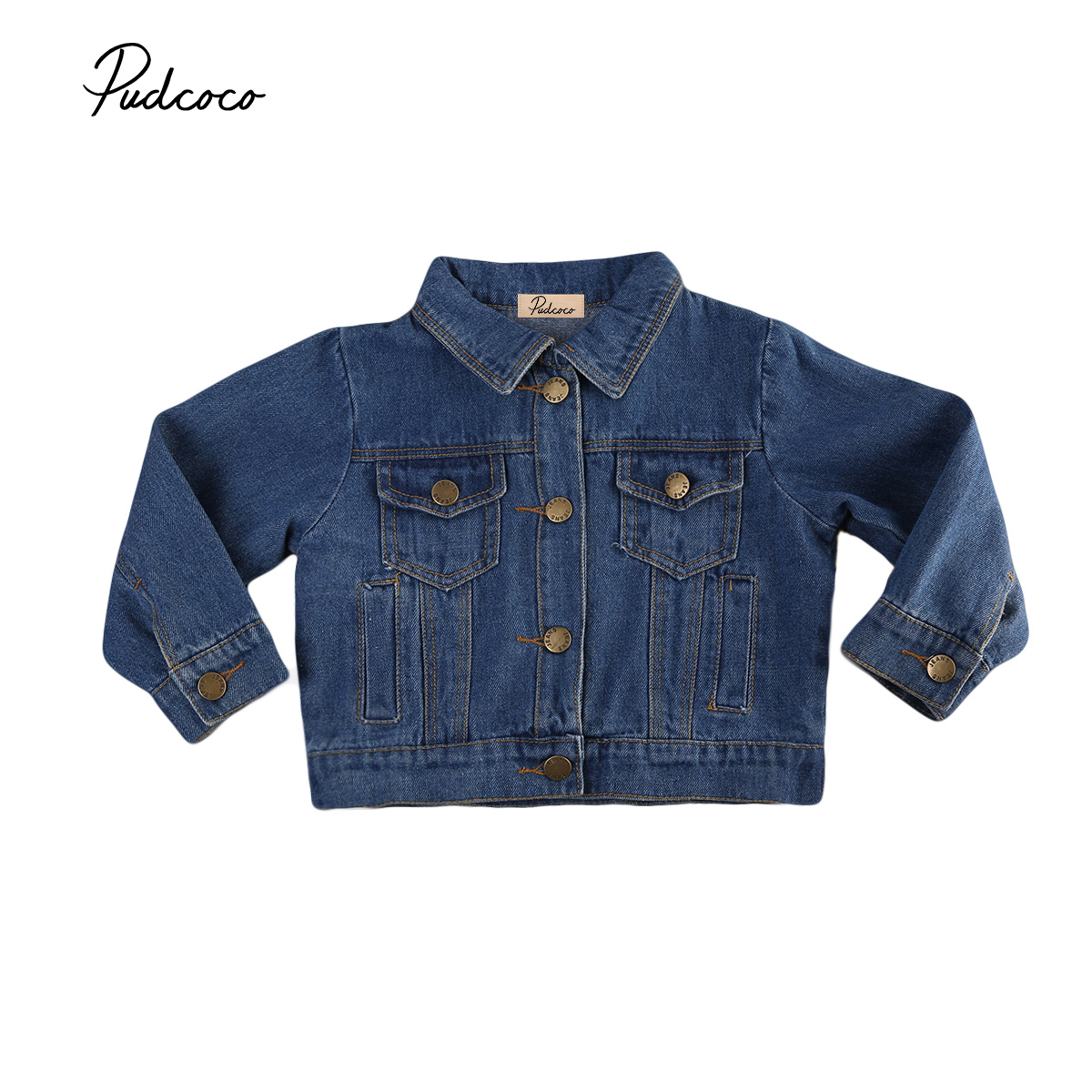 Brand Toddler Infant Children Kids Girls Denim Jean Fall Jacket Button Coat Outwear Tops Spring Autumn Clothes 1-6Y