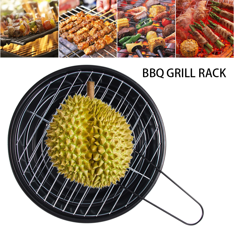 Mini Round BBQ Grill Foldable Charcoal BBQ Grill Non-stick Surface Portable Outdoor Travel Patio Stove Cookware Barbecue Tool