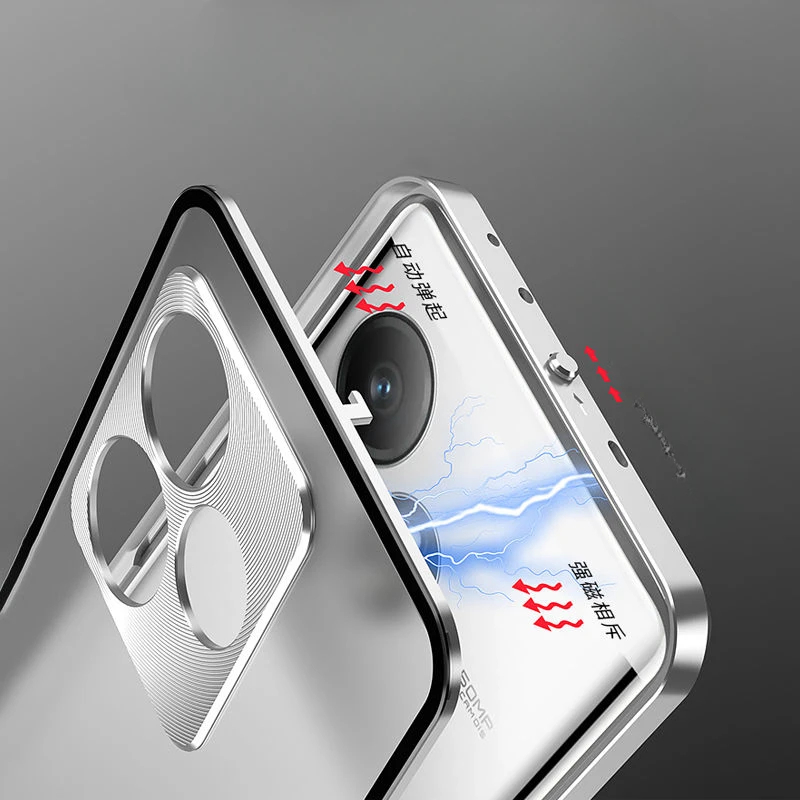 Funda de aleación de aluminio para Realme GT6 GT 6T Neo6 SE, Fundas de vidrio magnéticas para Realme GT 6 Neo 6, Funda de parachoques mate a prueba de golpes