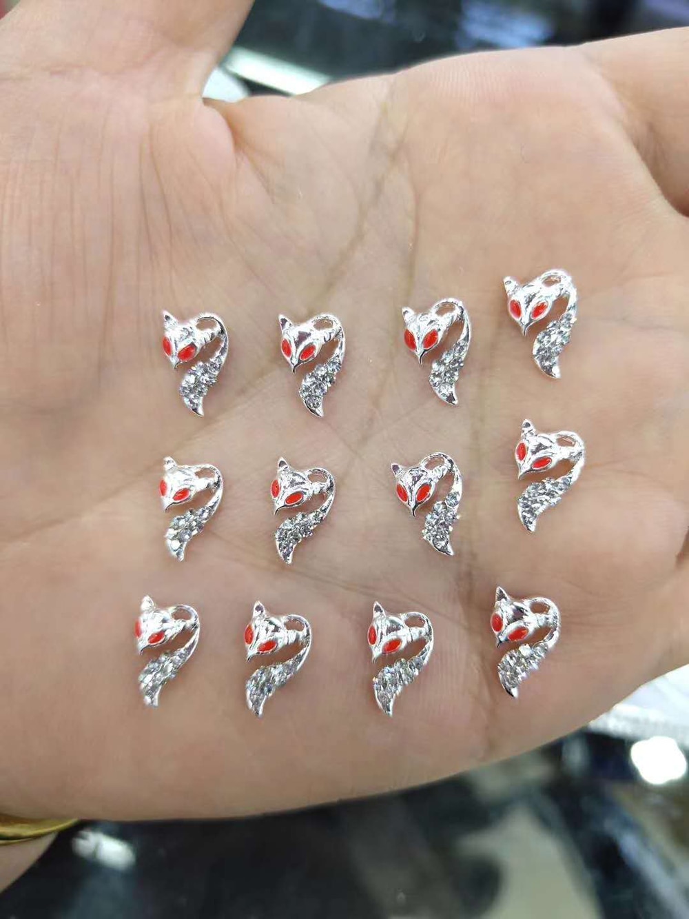 10Pc Vlinder Strass Nail Charm-Strass Nail Charms Animal/Vos Met Steen Meerdere Bedels Voor Nail Art, #3 Stijlen
