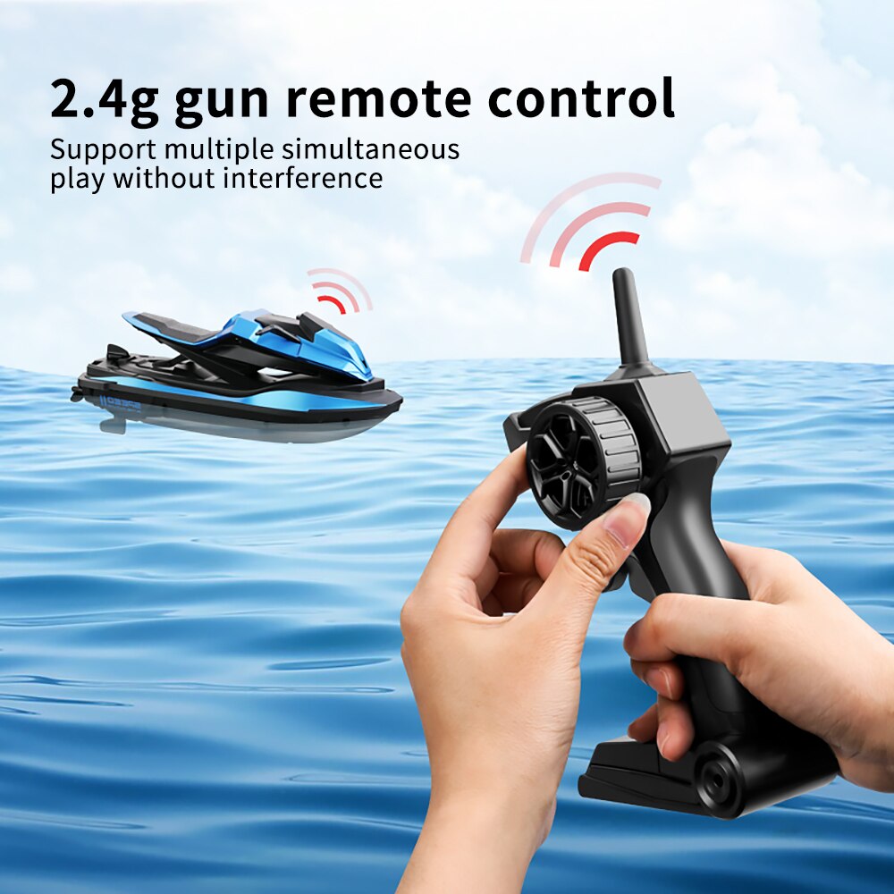 Barco teledirigido de juguete para niños, barco de carreras con Control remoto, de 2,4 Ghz, con Motor doble, vehículo de dos velocidades