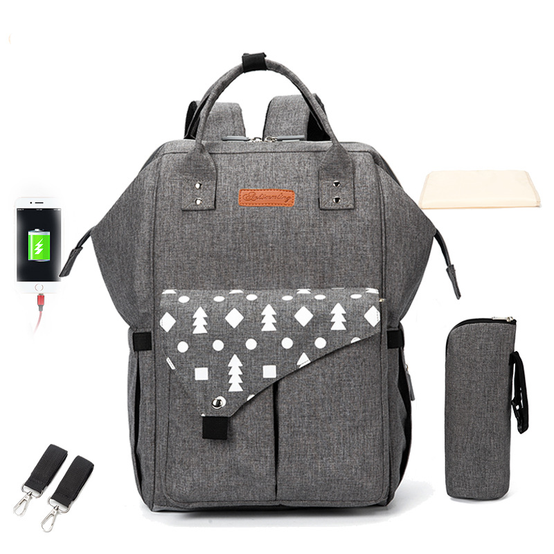 À la multifonctionnel mère bébé sac u polyvalent capacité imprimé ceinture d'épaule mère sac: Dark Gray