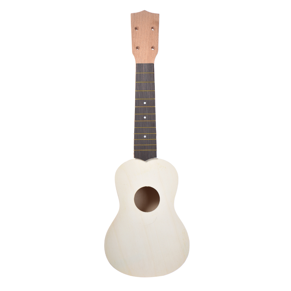 21" Ukulele Soprano Ukulele DIY Kit Maple Wood Body Ukelele Rosewood Fingerboard with Pegs String Bridge Nut