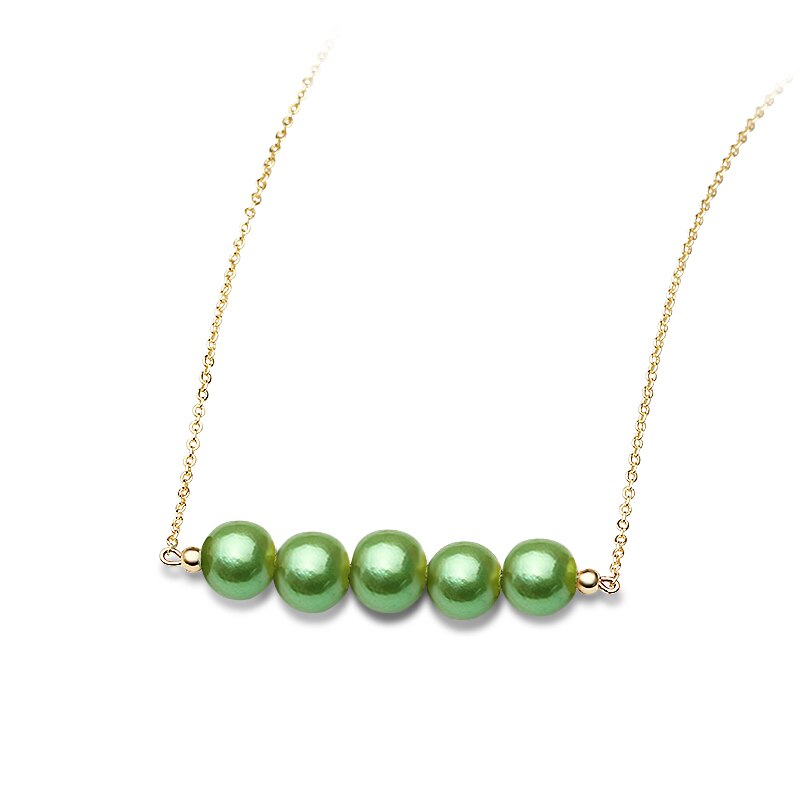 Real 925 Sterling Silver Pendant Women,Wedding Natural Freshwater Round Pearl Necklace Anniversary: Green