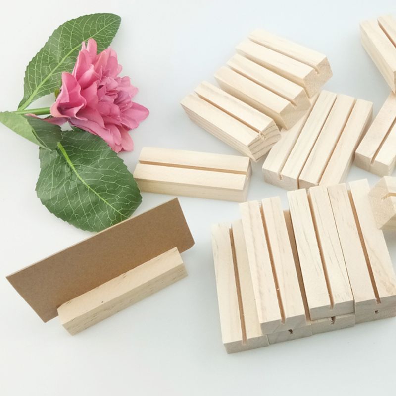 20Pcs Natuurlijke Hout Naam Memo Clips Foto Houder Klem Visitekaartje Stand Desktop Bericht Organizer
