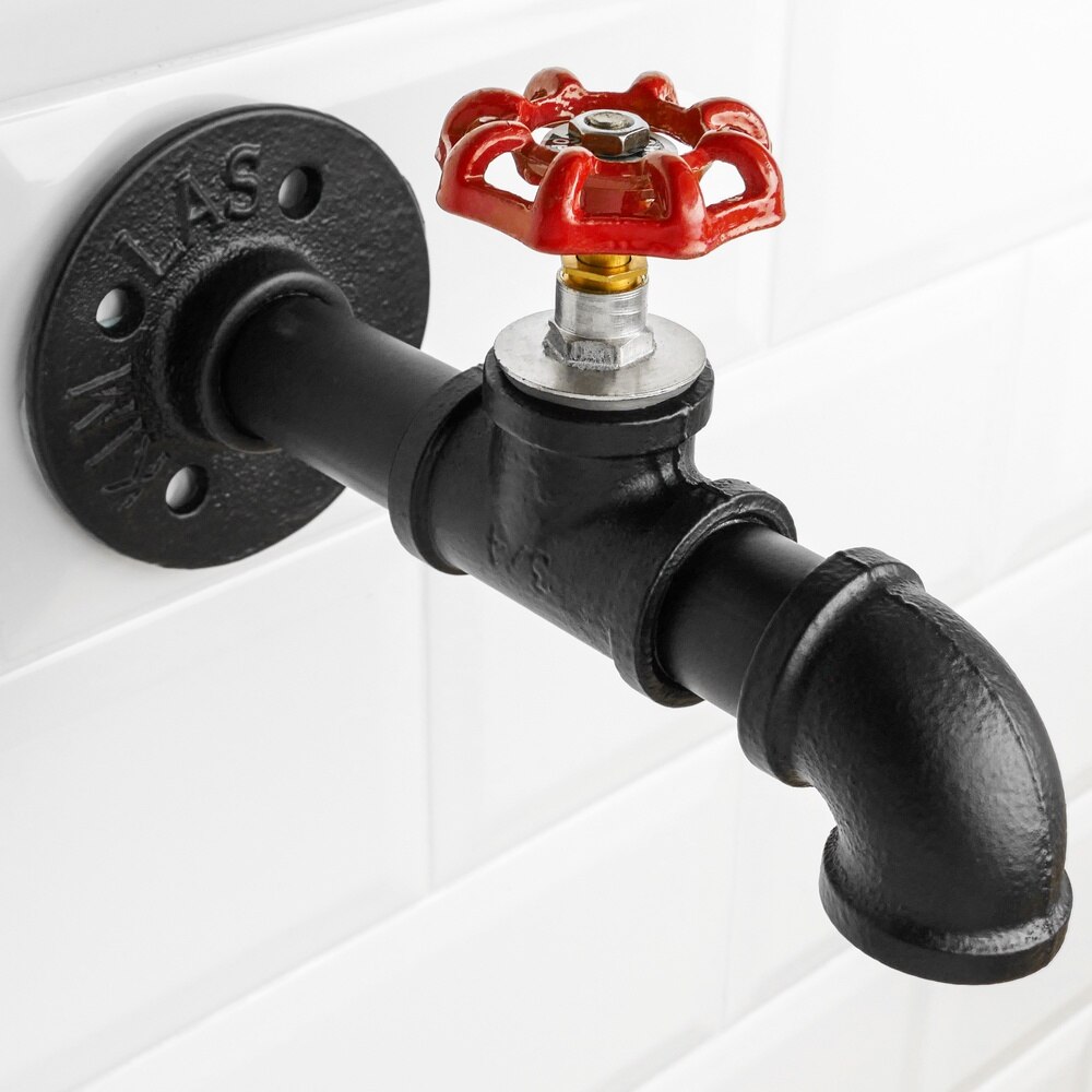 Primematik-Staal Wandrek 1 Haak. Kleerhanger En Buis Handdoekenrek Met Industriële Tap