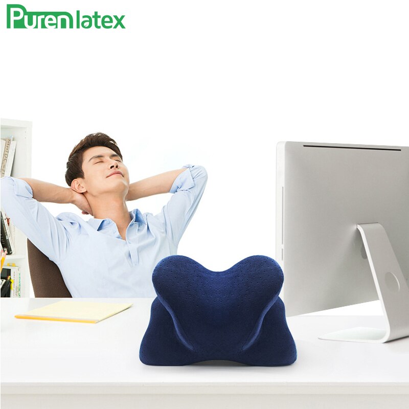 Purenlatex Vlinder Cervicale Memory Foam Middag Dutje Kussen Kantoor Tafel School Bureau Kussen Trage Rebound Orthopedische Nekkussen