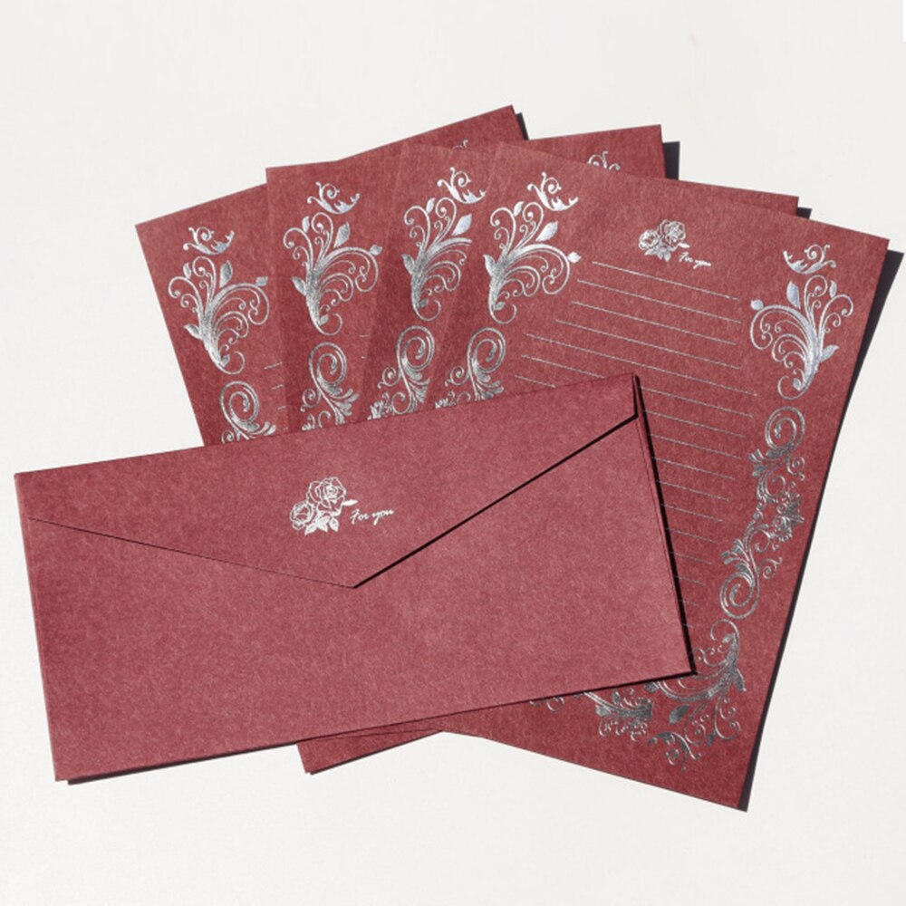 Coloffice 4PCs/Pack Retro Stamping Envelope Paper Stationery Beautiful Romantic Pattern Love Letter Stationery