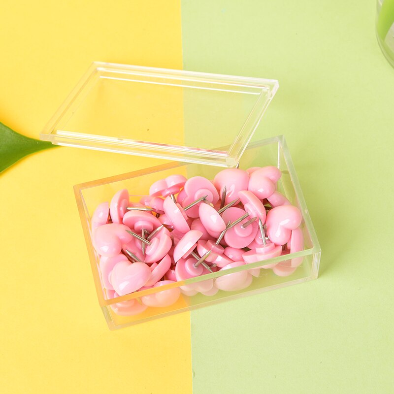 50 Pcs/set Romantic Heart-shaped Pushpin Cute Pink Push Pins Thumbtack Office School Supplies Accessories