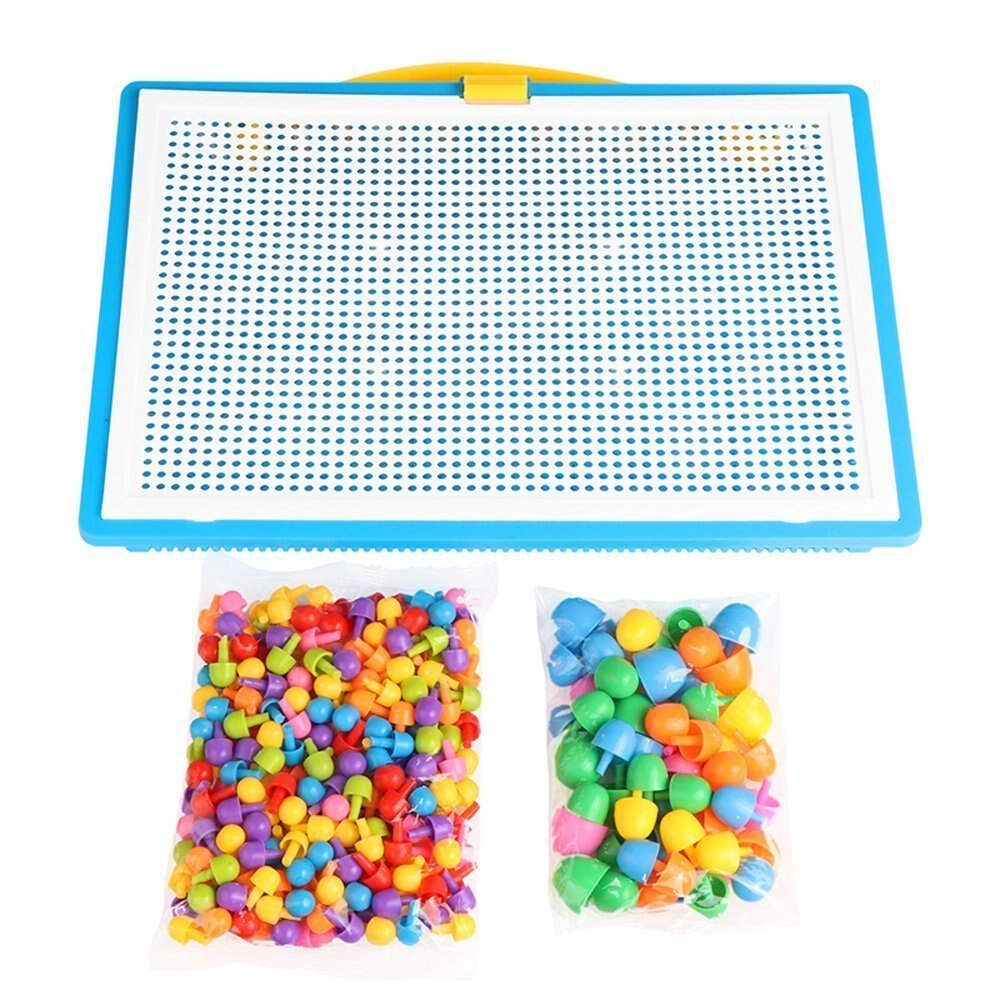 296Pcs KINDEREN SPEELGOED Paddestoel Nagels Puzzel Spel Creatieve Mozaïek Pegboard Educatief Speelgoed voor Kinderen puzzel doos