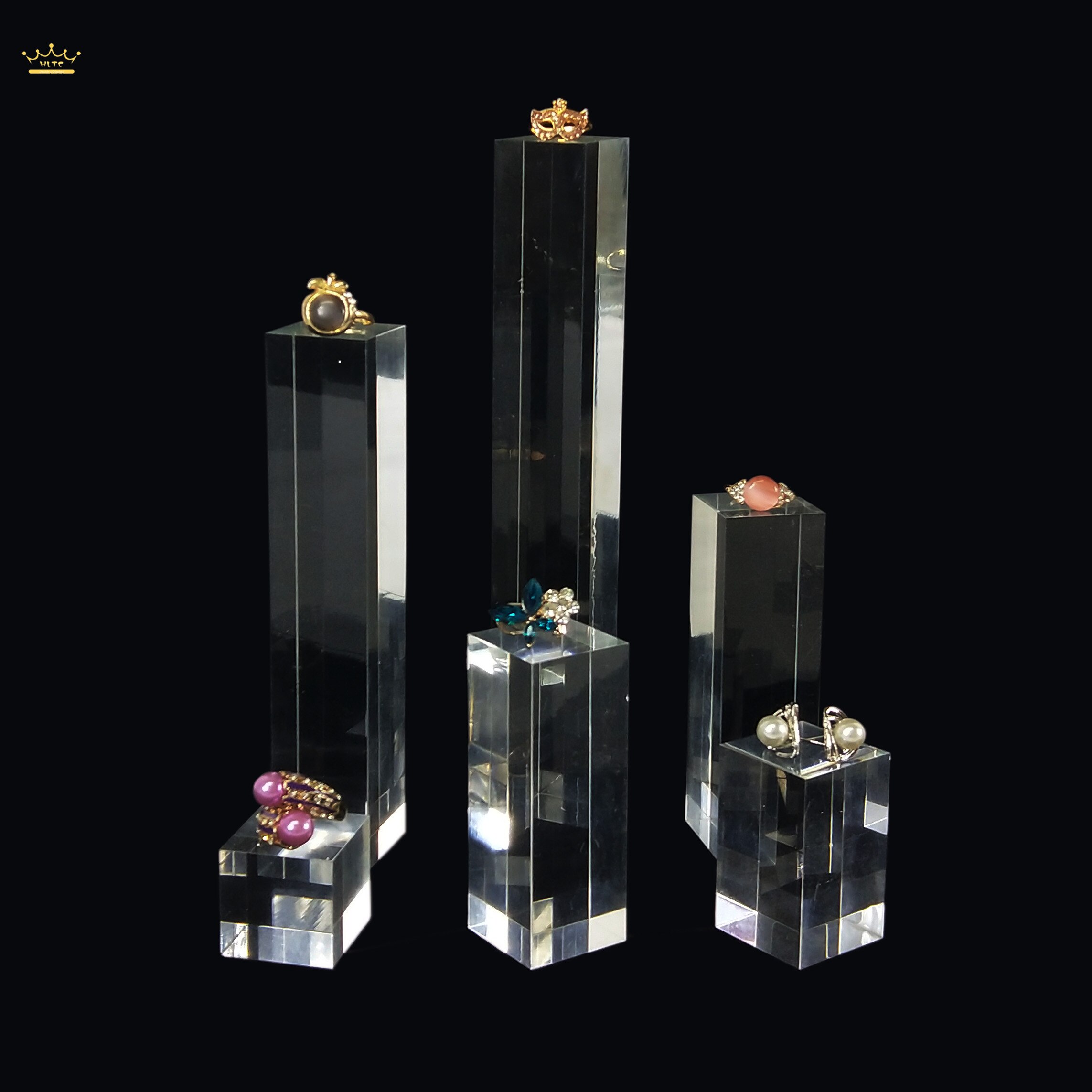 Column transparent acrylic square jewelry display ring earrings booth