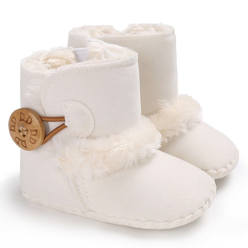 Bebê recém-nascido meninas botas de neve inverno quente sapatos botão sólido de pelúcia tornozelo botas de inverno do bebê unisex sapatos quentes: white / 0-6 meses