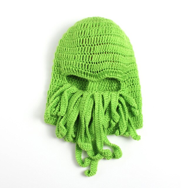 Nyhet rolig fest bläckfisk skäggmössa unisex djur cthulu virkad tentakel stickad vindmask skidkeps halloween hattar: 4