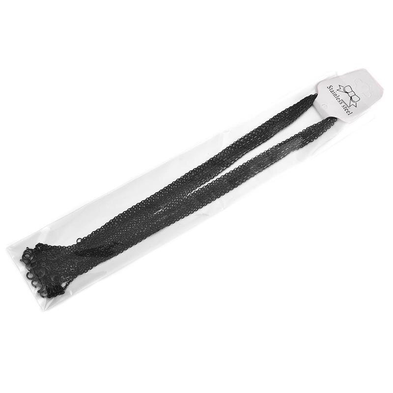 10 pces 50cm largura 2mm aço inoxidável link corrente cor prata preto com fecho de lagosta colares de corrente cubana para fazer jóias: Black