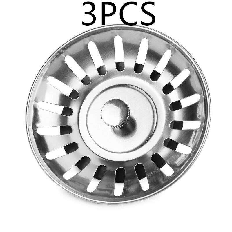 1Pc Rvs Gootsteen Zeef Drains Filter Stopper Afval Plug Badkamer Haar Vergiet Catcher Afval Plug Sink Filtre: 3pcs