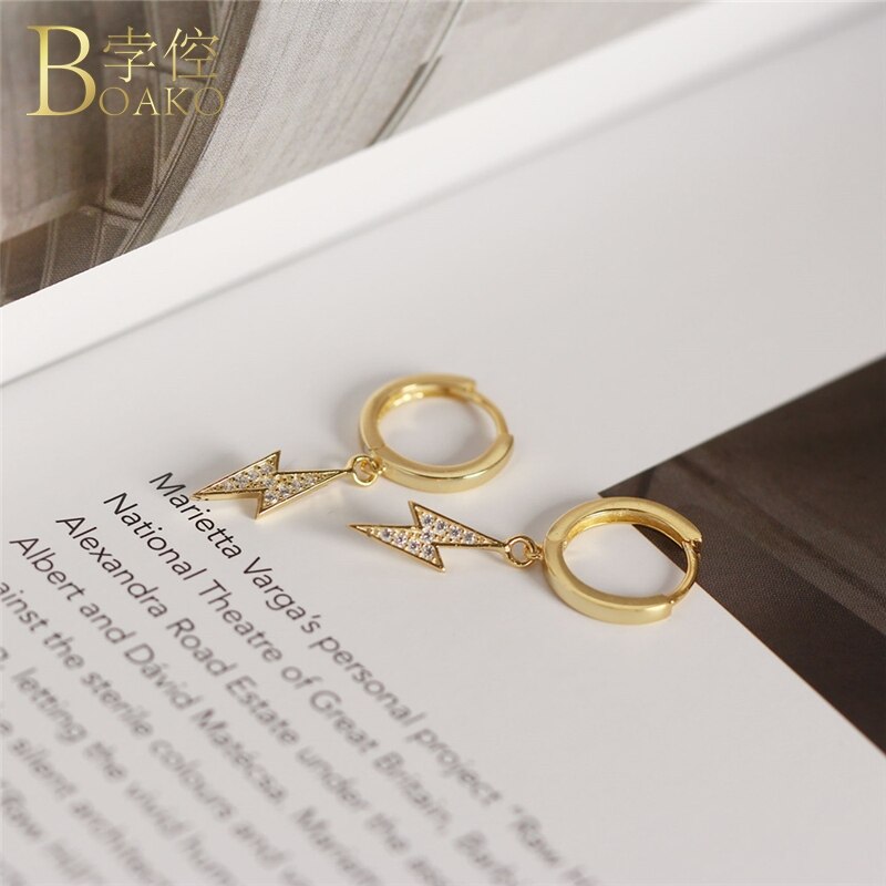 Boucles d'oreilles en argent 925 pour femmes, boucles d'oreilles gothiques pour filles, style petit cercle, style Punk, Flash aretes Z5