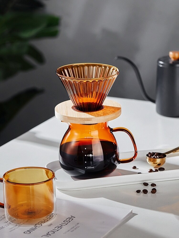 300/500ml Color Reusable Glass Coffee Pot High Temperature Resistant Glass Coffee Pot Sharing Pot Coffee Percolators Coffeeware