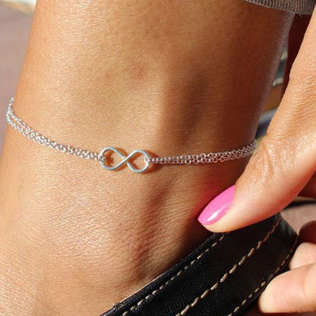 Kleurrijke Kristallen Kraal Enkelbandje Voor Vrouwen Strand Sexy Goud Kleur Voet Ketting Op De Been Mode Enkelband sieraden: silver 8