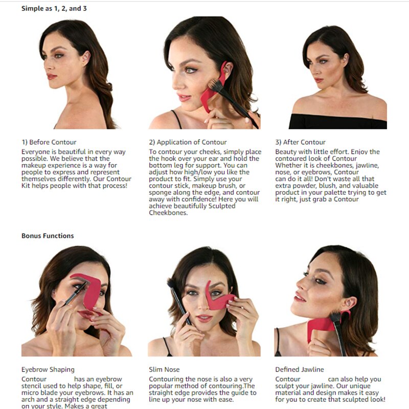 Contour Sjabloon Voor Make Multifunctionele Gezicht Neus Eyeliner Stencils Make Template Tool Vrouwen Wenkbrauw Stencils