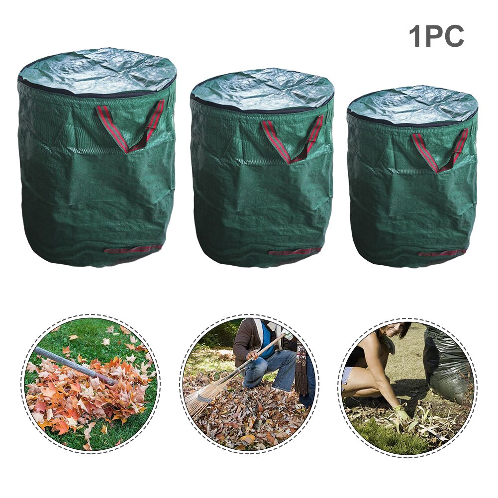 Conteneur réutilisable pliable imperméable d&#39;herbe de grande capacité, Portable avec couvercle, sac de déchets de jardin de pelouse, sac de stockage de feuilles poubelle de cour