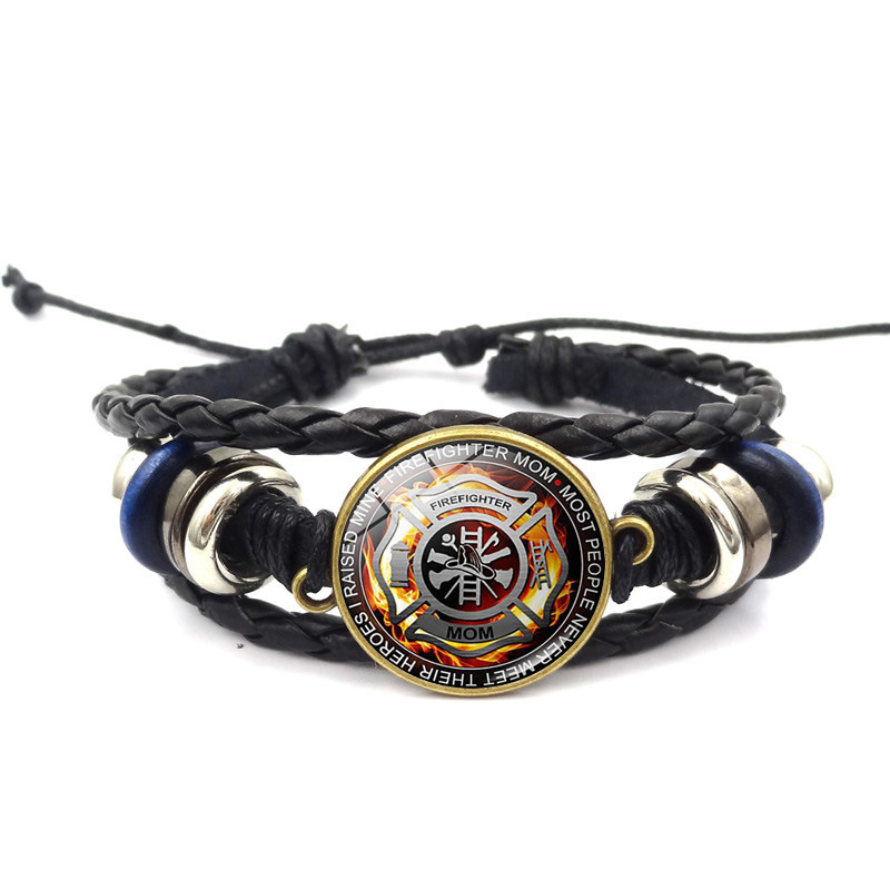 Regalo di gioielli con bracciale intrecciato retrò in vetro con cupola di vigile del fuoco di salvataggio: Di colore verde scuro