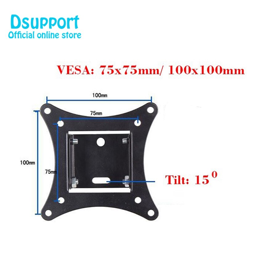Dsupport de montage mural TV, vesa 75/100mm 2750, support de panneau plat inclinable de 14 à 26 pouces pour écran LCD