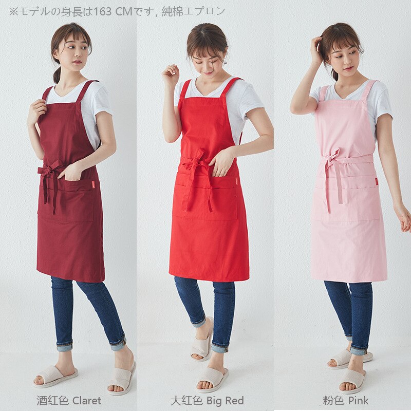 100% Katoen Keuken Chef Schort Met Pocket Vrouwen Bib Schort Voor Koken Bakken Crafting Werk Winkel Bbq