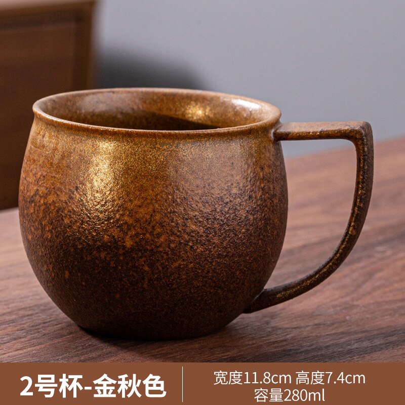JIA GUI LUO-taza de café de cerámica hecha a mano de estilo japonés, taza de agua, taza de gres, taza de oficina, tazas de café, G094: 9