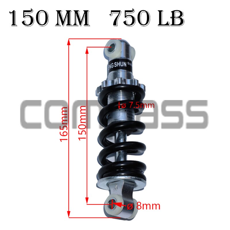 125mm150mm750LB for electric motorcycle shock absorber suspension ATV scooter dirt pit electric bike: 150mm