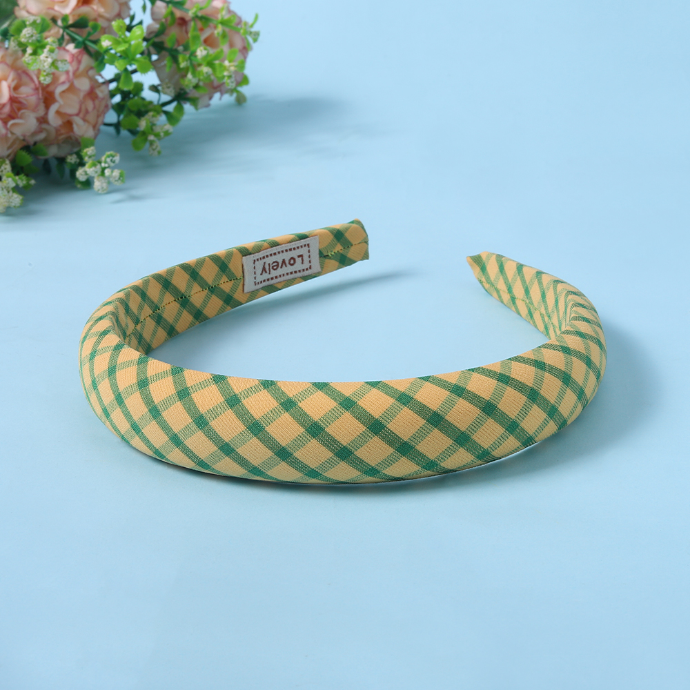 2.5cm Solid Color Plaid Hairband Wide Edge Satin Plaid Sponge Elastic Hair Bands for Women Bandeau Cheveux: Light Grey
