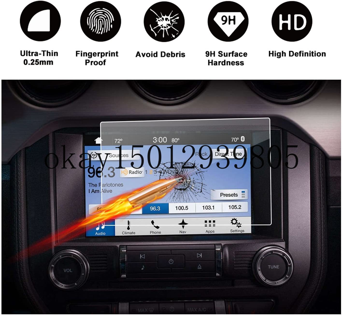 Voor Ford Mustang Sync2 Sync3 8-Inch Display Touch Screen Auto Navigatie Hd Helder Gehard glas Beschermende Film