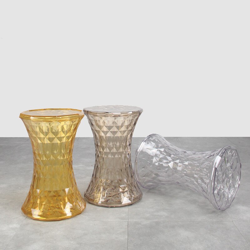 Crystal Transparent Stool For Living Room Can Storage Sundries Shoe Bench Stools Coffee Bar Office Stools Bathroom Round Stool