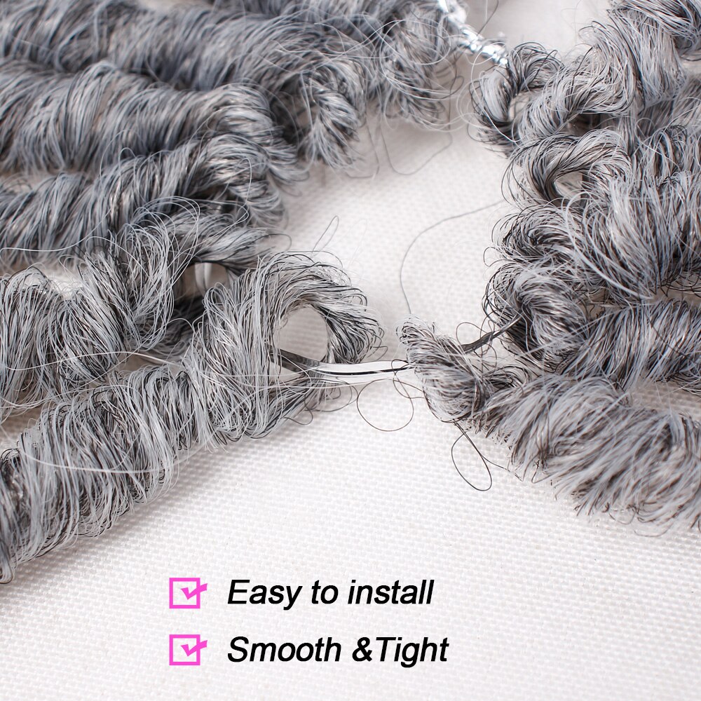 Goddess Locs Crochet Hair Faux Locs with Curly Ends Ombre Grey Goddess Faux Locs Hair Soft Synthetic Braiding Hair Extensions