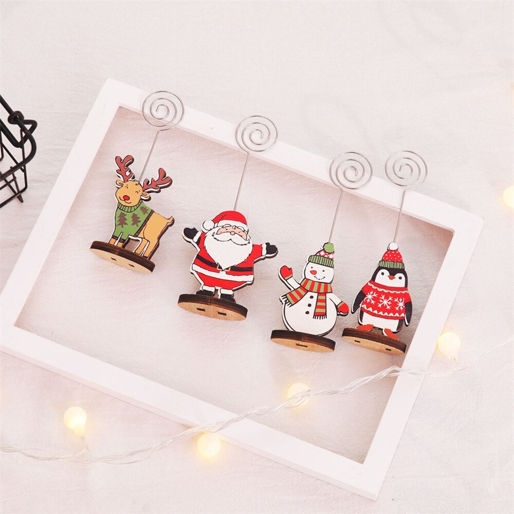 1pc Kawaii Karikatur Weihnachten Karte Halfter Santa Schneemann Elch Pinguin Memo Clip Hinweis Halfter Schule Büro Liefert Schreibtisch Dekoration