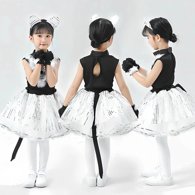 Cute cat cosplay for children, catgirl costumes, girls' and boys' cosplay animal dance costumes for children, halloween clothing: Xl