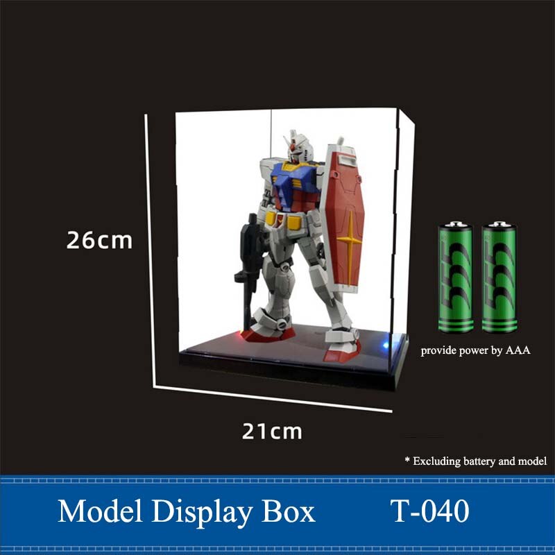 Clear Acrylic Model Display CaseBlack Base Dustproof Protection Model Toy Show Box: 26x21cm