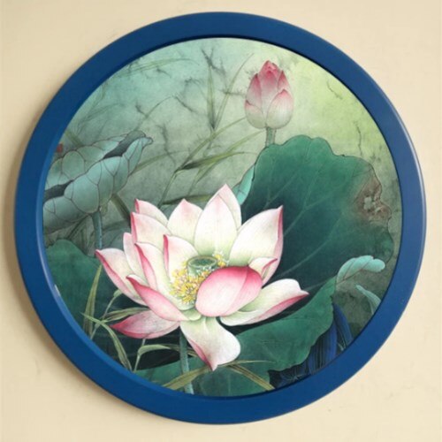 Ronde Europese Fotolijst Opknoping Muur Massief Houten Decoratie Creatieve Fotostudio Combinatie Fotowand Thuis Fotolijst: 5 inch / Blauw