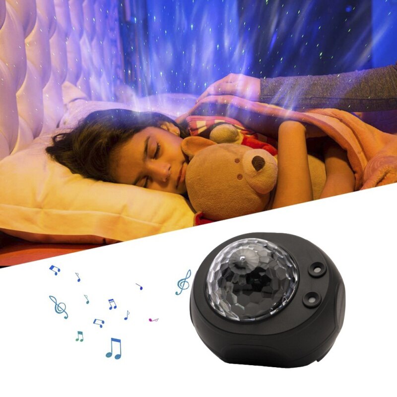 6 Kleuren Licht Sterren Sky Projector Oceaan Zwaaien Led Nebula Cloud Nachtlampje 360 Graden Rotatie Night Lamp Bluetooth Muziek